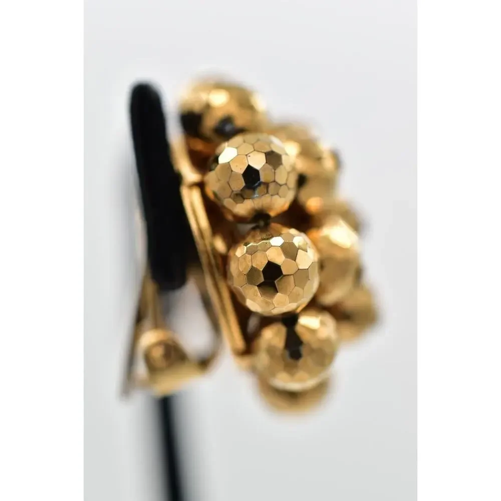 Laguna Vintage Clip On Crystal Earrings Bronze Disco Ball Signed 1950s BinBK